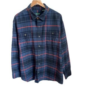 Orvis Perfect Flannel Shirt Mens XXL Blue Heavyweight Plaid Button Down L/S